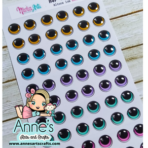 114NA - 3D Stickers Resin  - Eyes, Ojos, Olhos Resinados -LOL