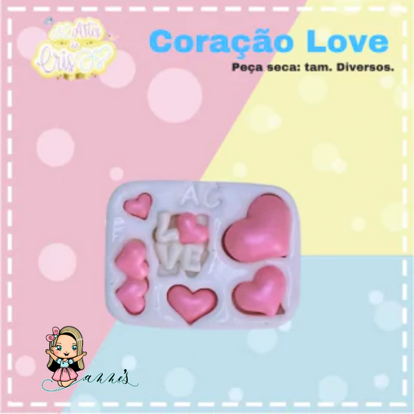 Silicone Mold  Coração Love - Love Hearts  - Artes da Cris Collection