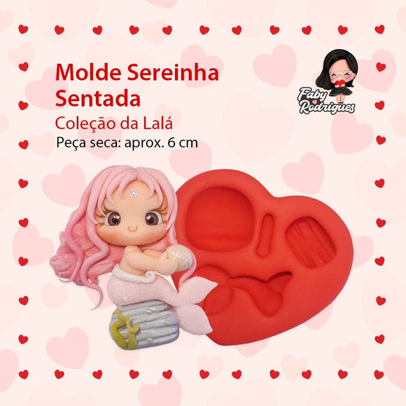 277 - Silicone Mold Sereinha Sentada - Little Mermaid Sitting - Faby Rodrigues