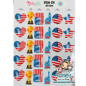 USA 01 - 3D Stickers Resin  - Eyes, Ojos, Olhos Resinados