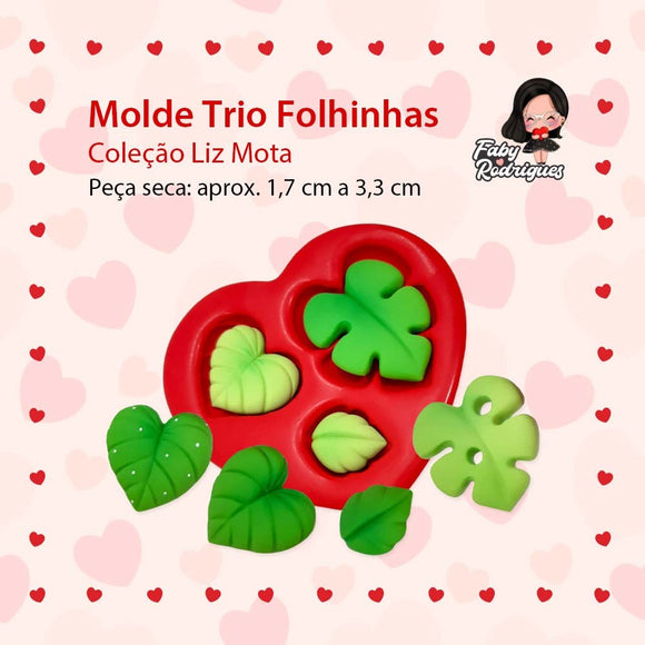 327 - Silicone Mold Trio de Folhinhas - Leaf  - Faby Rodrigues
