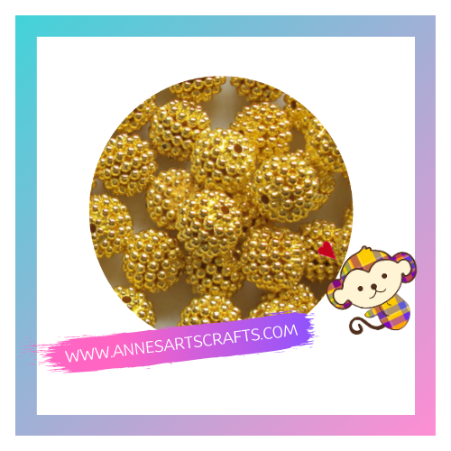 Bulk  Berry Bubblegum Beads - Golden - Size 14mm