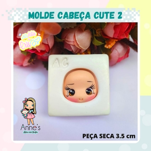 Silicone Mold Cabeça Cute 2 - Cute Head 2  - Artes da Cris Collection
