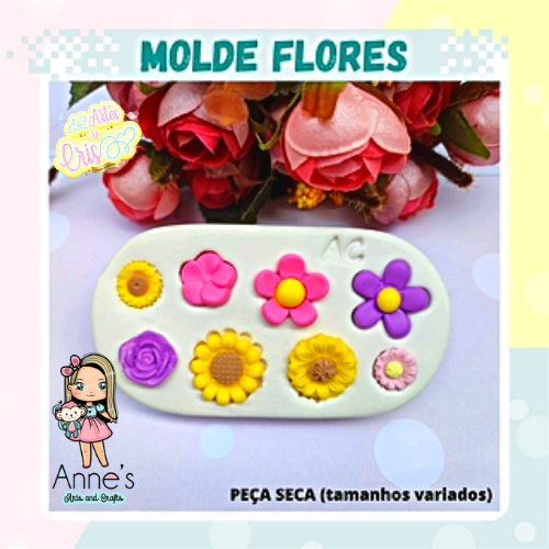 Silicone Mold Flores 2 - Flowers 2 - Artes da Cris Collection