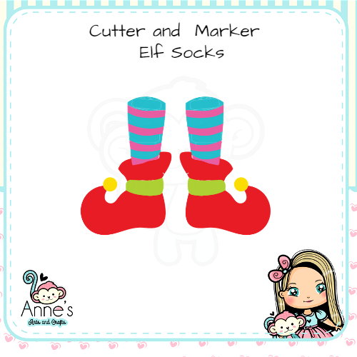 Embossed and Cutout Christmas Clay Cutter -  Elf Socks
