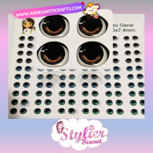 Eyes 3D Stickers Resin  - Ojos, Olhos Resinados -R010 PP - Stylier