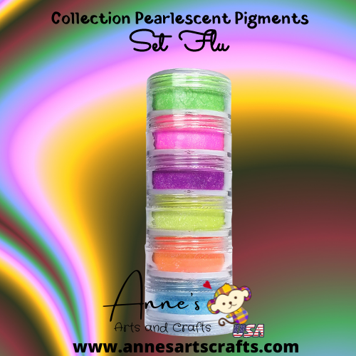 Set Flu - Pearlescent Pigments Mineral Powders for Polymer Clay Art Jewelry and Mixed Media Color
