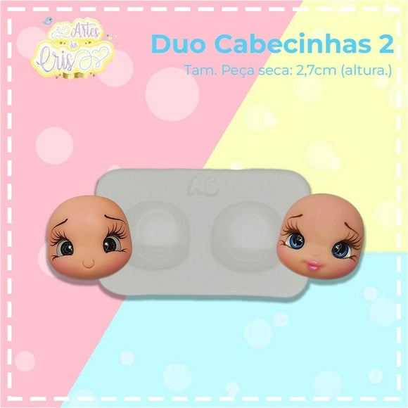 Silicone Mold Duo Cabecinhas 2 - Duo Little Head 2 - Artes da Cris Collection