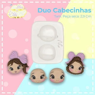 Silicone Mold Duo Cabecinhas - Duo Little Head - Artes da Cris Collection