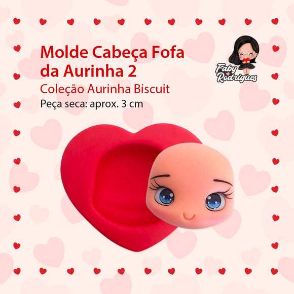 396 - Silicone Mold Cabeça Fofa Aurinha 2 - Cute Head Aurinha 2 by Aurinha Biscuit