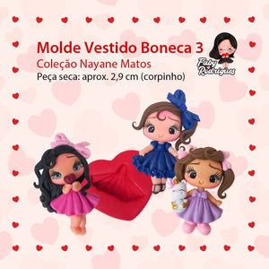 387 - Silicone Mold Vestido Boneca 3 - Doll Dress 3