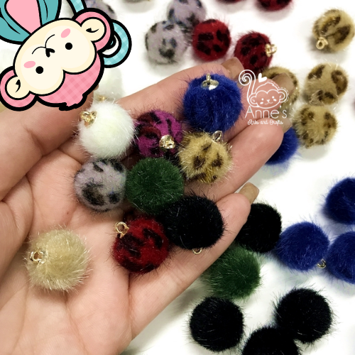 Mini Pompom Ball Beads Floating Charm Pendant