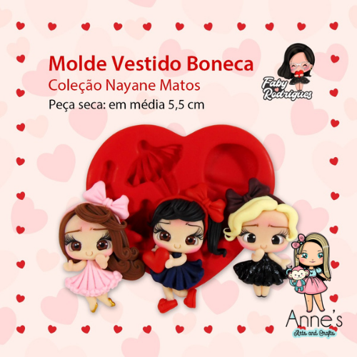 079 - Silicone Mold Vestido Boneca - Doll's Dress - Faby Rodrigues